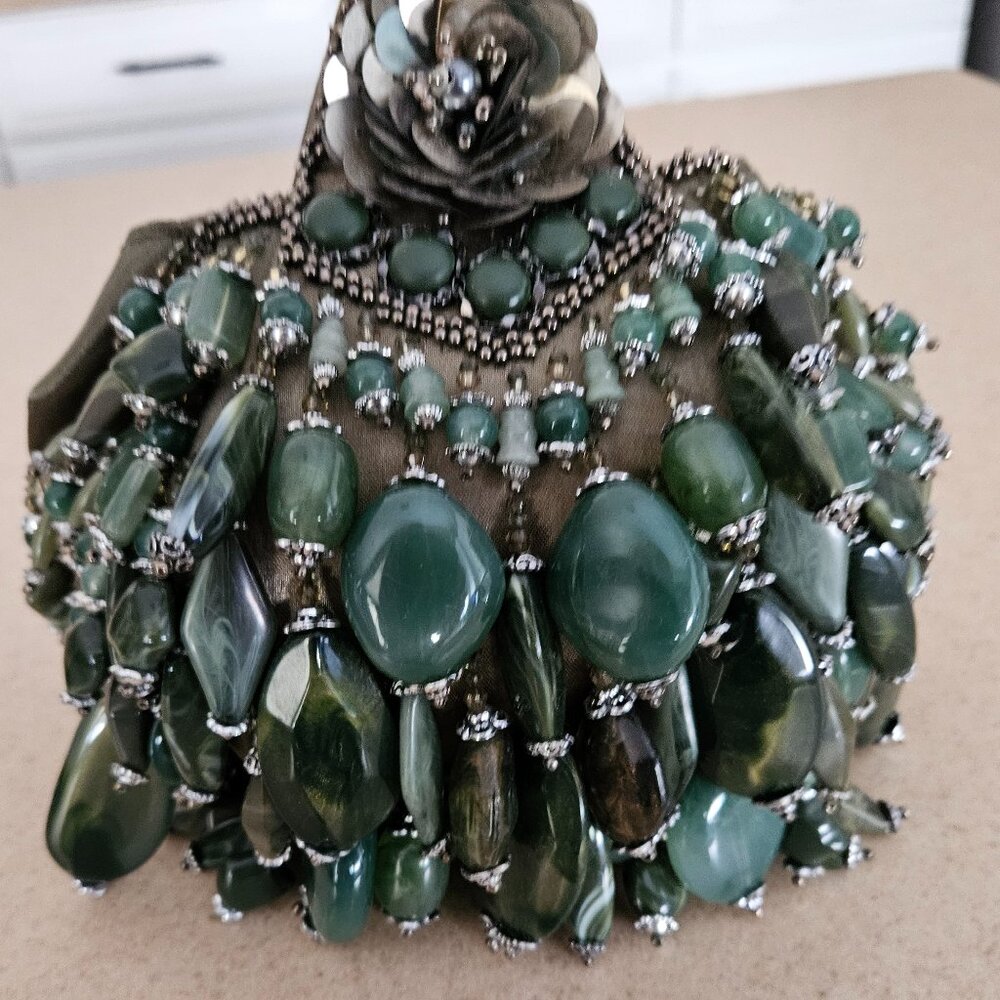 RARE VINTAGE MARY FRANCES BEADED JEWELED EVENING BAG HANDBAG TOP HANDLE PURSE - Picture 8 of 16